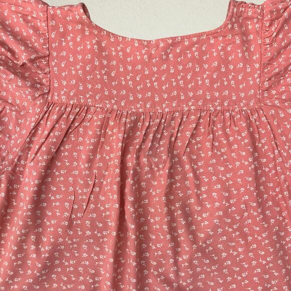 Pink floral ruffle flutter sleeve babydoll blouse coquette cottagecore fairy - Picture 5 of 6